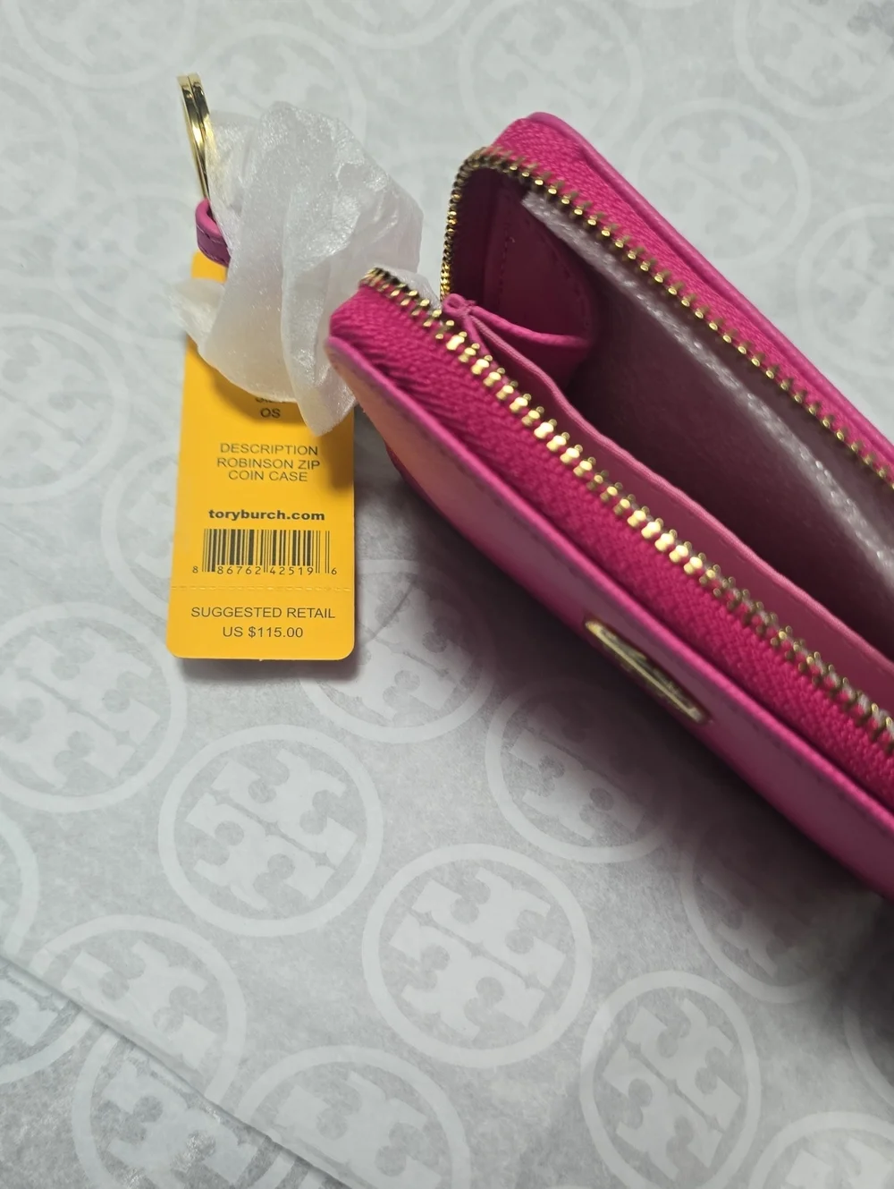 Tory Burch Pink Leather Zip Card Wallet